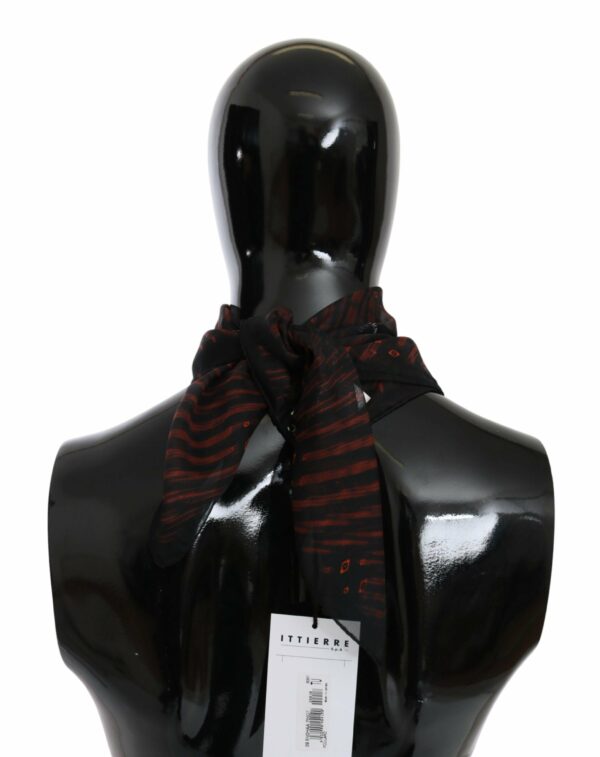Costume National Black Orange 100% Silk Branded Scarf
